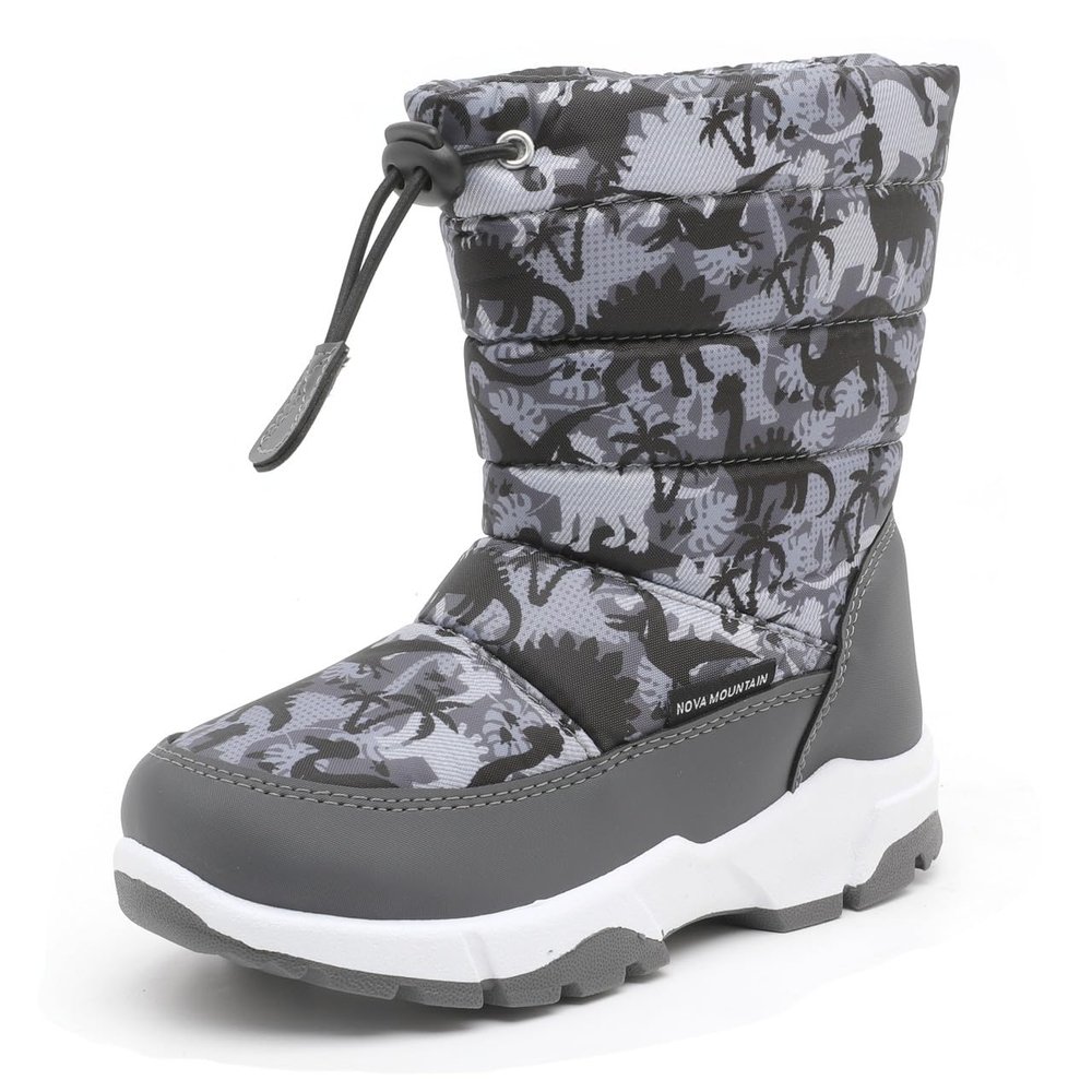 Nova Mountain Boys Girls Little Kids Winter Snow Boots,NF NFWB102 GreyDino 7