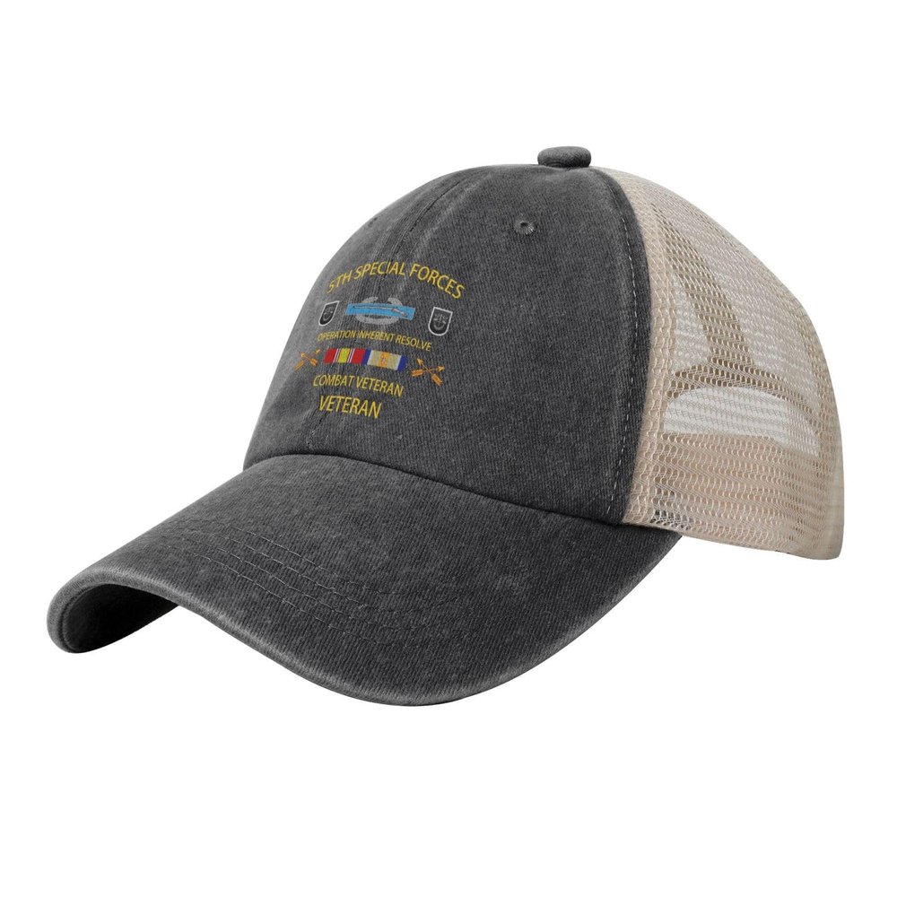 5th Special Forces Inherent Resolve Combat Veteran Cowboy Hat Trucker Mesh Baseball Cap: Comfortable & Sturdy Headwear for Outdoor Black13