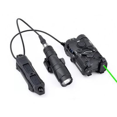AWETHE Nylon OG Box Laser Sights (with IR Laser+ White Flashlight +Red/Green/Blue Laser), & M300A Strong LED Flashlight, & Modular Wire Remote Pressure Switch(SF+Crane Plug) Combo,BK (Green Laser)