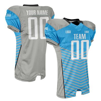 Custom Adult Youth Breathable Football Jersey V-Neck Mesh Athletic Football Shirts Gray Blue