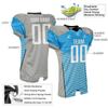 Custom Adult Youth Breathable Football Jersey V-Neck Mesh Athletic Football Shirts Gray Blue view 3