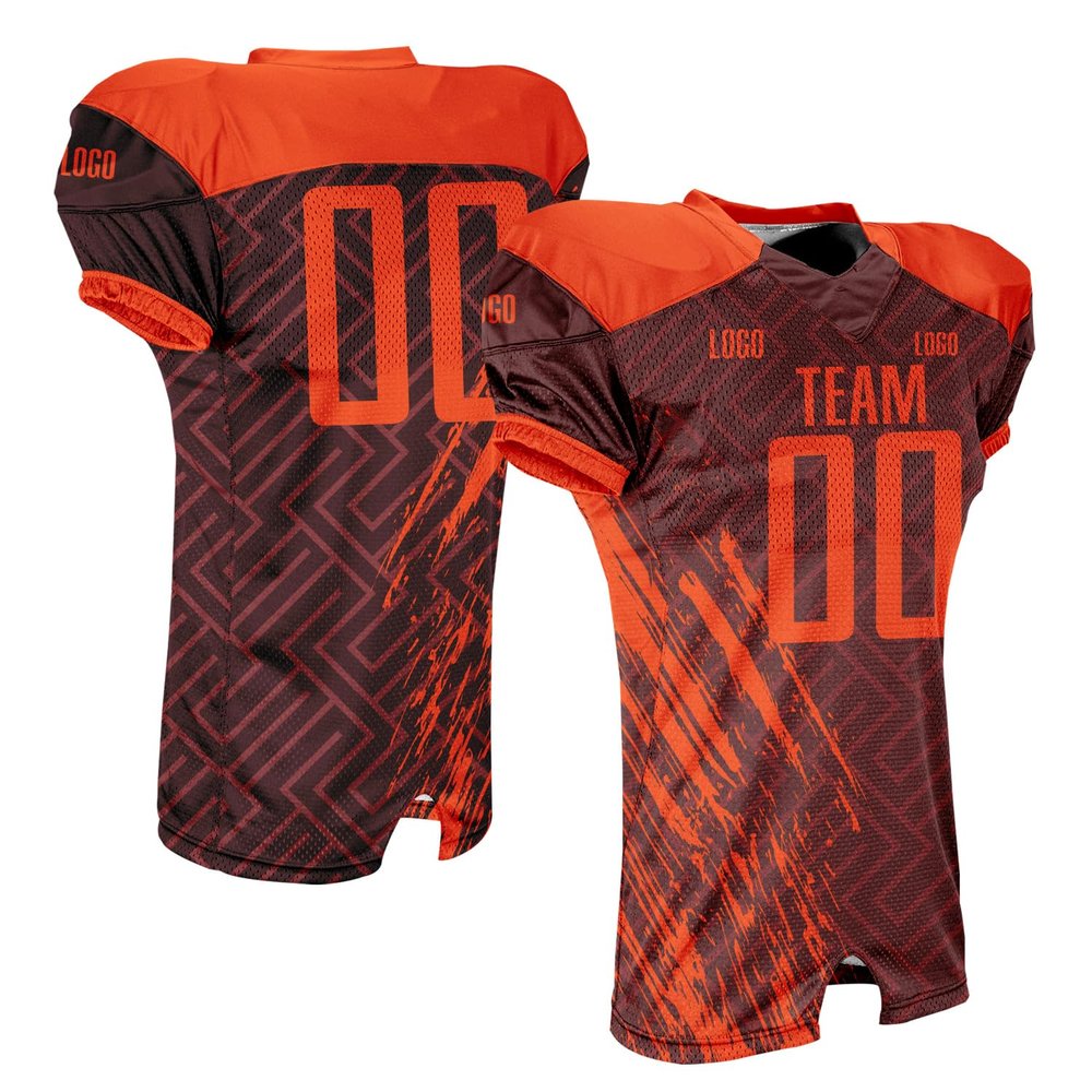 Custom Adult Youth Breathable Football Jersey V-Neck Mesh Athletic Football Shirts Orange Wine