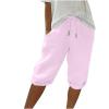 Bermuda Shorts for Women Knee Length Drawstring SweatShorts Athletic Workout Shorts Casual Jogger with Pocket Casual Cargo Capris Hiking Pants Ladies Drawstring Beach Baggy Trousers view 1