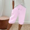 Bermuda Shorts for Women Knee Length Drawstring SweatShorts Athletic Workout Shorts Casual Jogger with Pocket Casual Cargo Capris Hiking Pants Ladies Drawstring Beach Baggy Trousers view 2
