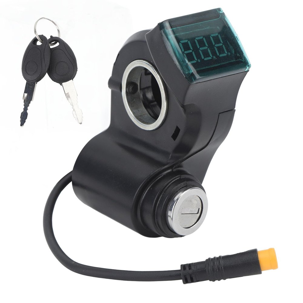 POCREATION Electric Scooter Handlebar Switch Lock Sturdy, ABS Digital Battery Power Display Switch Lock with Keys for Replacement, Crafted from Premium Material