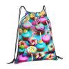 YQxwJL Colorful Sweet Lollipop Cupcake Donut Print Drawstring Backpacks String Bag Cinch Sack Pack Sports Bags For Trip Gym Party Bags view 2