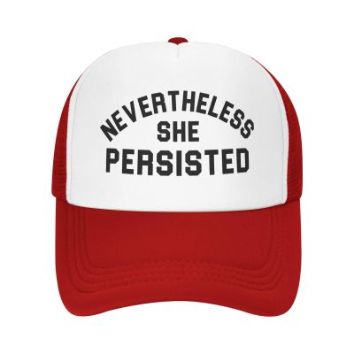Nevertheless She Persisted Hat Adjustable Mesh Baseball Cap Funny Trucker Hats for Men Women Red