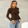 Abardsion Women's Long Sleeve Shirts Spring 2026 Casual Basic Going Out Crop Tops Slim Fit Tight Y2K Clothes(Dark Brown, M) view 3