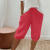 Shorts for Women 2024 Casual Summer Beach Drawstring Shorts with Pocket Knee Length Loose Cute Vacation Short Casual Cargo Capris Hiking Pants view 2