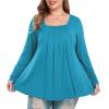 LARACE Womens Plus Size Tunic Tops Loose Fit Square Neck Long Sleeve Shirts (LakeBlue 2X) view 3