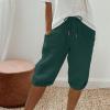 Bermuda Shorts for Women High Waisted Cotton Linen Elastic Drawstring Summer Shorts Casual Loose Fit Dandelion Print Casual Cargo Capris Hiking Pants view 2