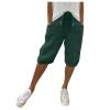 Bermuda Shorts for Women High Waisted Cotton Linen Elastic Drawstring Summer Shorts Casual Loose Fit Dandelion Print Casual Cargo Capris Hiking Pants view 4