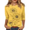 3/4 Length Sleeve Womens Tops 2026 Spring Summer Clothing for Women Plus Size Shirts for Women 3/4 Sleeve Tops Crew Ncek Floral Print Trendy Causal Blouse A27 Orange L view 1