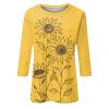 3/4 Length Sleeve Womens Tops 2026 Spring Summer Clothing for Women Plus Size Shirts for Women 3/4 Sleeve Tops Crew Ncek Floral Print Trendy Causal Blouse A27 Orange L view 3
