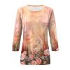 3/4 Length Sleeve Womens Tops 2026 Spring Summer Clothing for Women Plus Size Shirts for Women 3/4 Sleeve Tops Crew Ncek Floral Print Trendy Causal Blouse A08 Pink L view 3