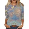 3/4 Length Sleeve Womens Tops 2026 Spring Summer Clothing for Women Plus Size Shirts for Women 3/4 Sleeve Tops Crew Ncek Floral Print Trendy Causal Blouse A04 Light Blue XXL view 1