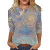 3/4 Length Sleeve Womens Tops 2026 Spring Summer Clothing for Women Plus Size Shirts for Women 3/4 Sleeve Tops Crew Ncek Floral Print Trendy Causal Blouse A04 Light Blue XXL view 2