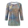 3/4 Length Sleeve Womens Tops 2026 Spring Summer Clothing for Women Plus Size Shirts for Women 3/4 Sleeve Tops Crew Ncek Floral Print Trendy Causal Blouse A04 Light Blue XXL view 3