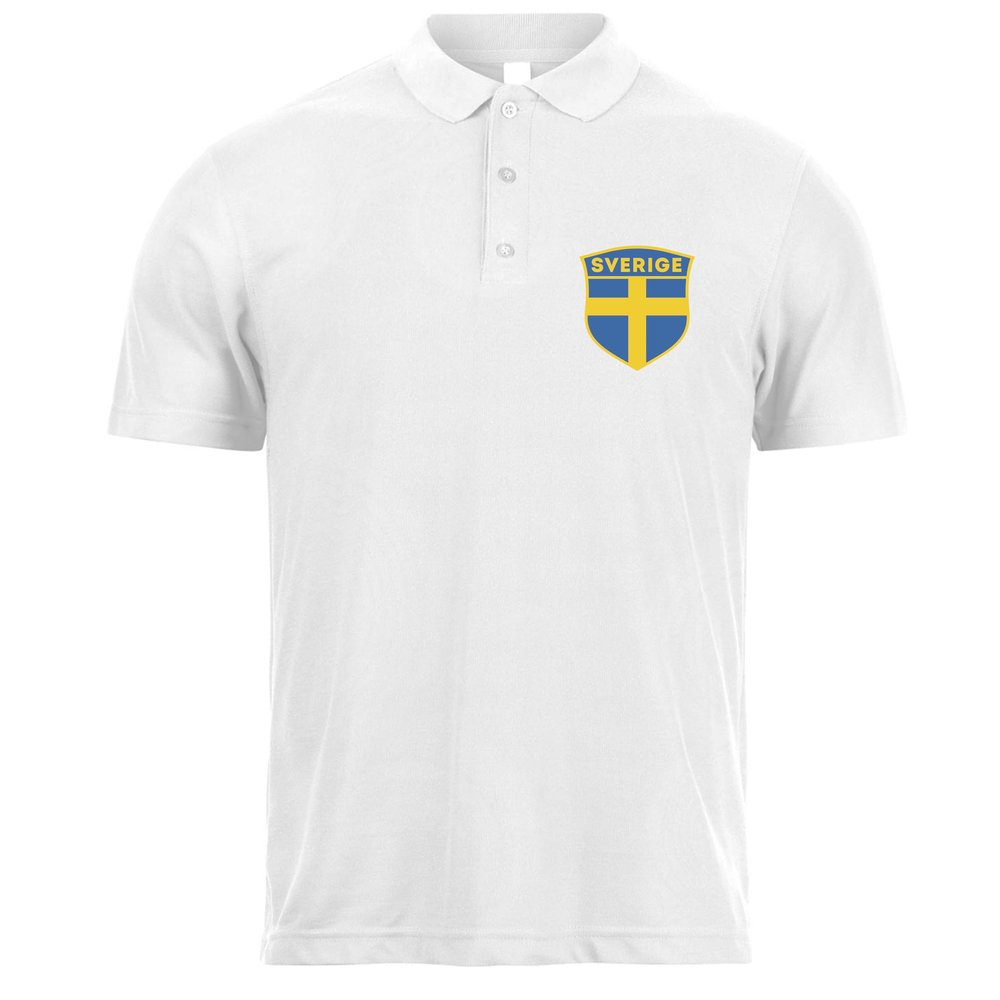 lepni.me Mens Sweden Football Polo Shirt Name and Number, Swedish Flag Badge Personalised Jersey, European Championship 2024 (XXL White Team Logo Only)