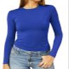 Abardsion Women's Long Sleeve Shirts Spring 2026 Casual Basic Going Out Crop Tops Slim Fit Tight Y2K Clothes(Royal Blue, M) view 1