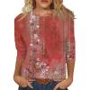 3/4 Length Sleeve Womens Tops 2026 Spring Summer Clothing for Women Plus Size Shirts for Women 3/4 Sleeve Tops Crew Ncek Floral Print Trendy Causal Blouse A05 Wine XXL view 2