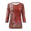 3/4 Length Sleeve Womens Tops 2026 Spring Summer Clothing for Women Plus Size Shirts for Women 3/4 Sleeve Tops Crew Ncek Floral Print Trendy Causal Blouse A05 Wine XXL view 3