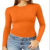 Abardsion Women's Long Sleeve Shirts Spring 2026 Casual Basic Going Out Crop Tops Slim Fit Tight Y2K Clothes(Orange, XL) view 1