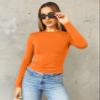 Abardsion Women's Long Sleeve Shirts Spring 2026 Casual Basic Going Out Crop Tops Slim Fit Tight Y2K Clothes(Orange, XL) view 2