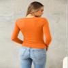 Abardsion Women's Long Sleeve Shirts Spring 2026 Casual Basic Going Out Crop Tops Slim Fit Tight Y2K Clothes(Orange, XL) view 4