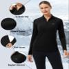 Pioneer Camp Women's Quarter Zip Pullover Long Sleeve Thermal Fleece Lining Lightweight Athletic Tops for Running Golf Black view 3
