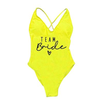 SHENDM Bride Team Swimsuit Bridal Heart Shaped Letters One-Piece Swimsuit Padded Bodysuit Design Bachelor Party Beachwear-Team YWBL-M, Medium