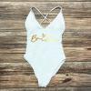 SHENDM Bride Team Swimsuit Bridal Heart Shaped Letters One-Piece Swimsuit Padded Bodysuit Design Bachelor Party Beachwear-Team YWBL-M, Medium view 2