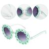 Topbuti Girls Round Daisy Flower Sunglasses Flower Shaped Cute Glasses UV 400 Protection Outdoor Beach Eyewear Girl Boy Gifts (1, Green) view 3