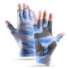 aifitbre Fishing Gloves, Sun Gloves UPF 50+ Fingerless Gloves Lightweight, Comfortable, Breathable and Quick-Dry for Kayaking, Hiking, Light Blue view 1