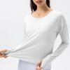 NineFit Basics Sunscreen Long Sleeve Tops for Women UV Protection Breathable Shirts Lightweight Quick Dry SPF Hiking Fishing Shirts, X-Small, A01_white view 2
