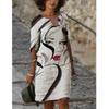 Akivide Women's Summer Boho Linen Floral Print Midi Dress V Neck Short Sleeve Classic Beach Tshirt Dresses for Women view 2