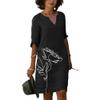 Akivide Women's Summer Boho Linen Floral Print Midi Dress V Neck Short Sleeve Classic Beach Tshirt Dresses for Women view 1