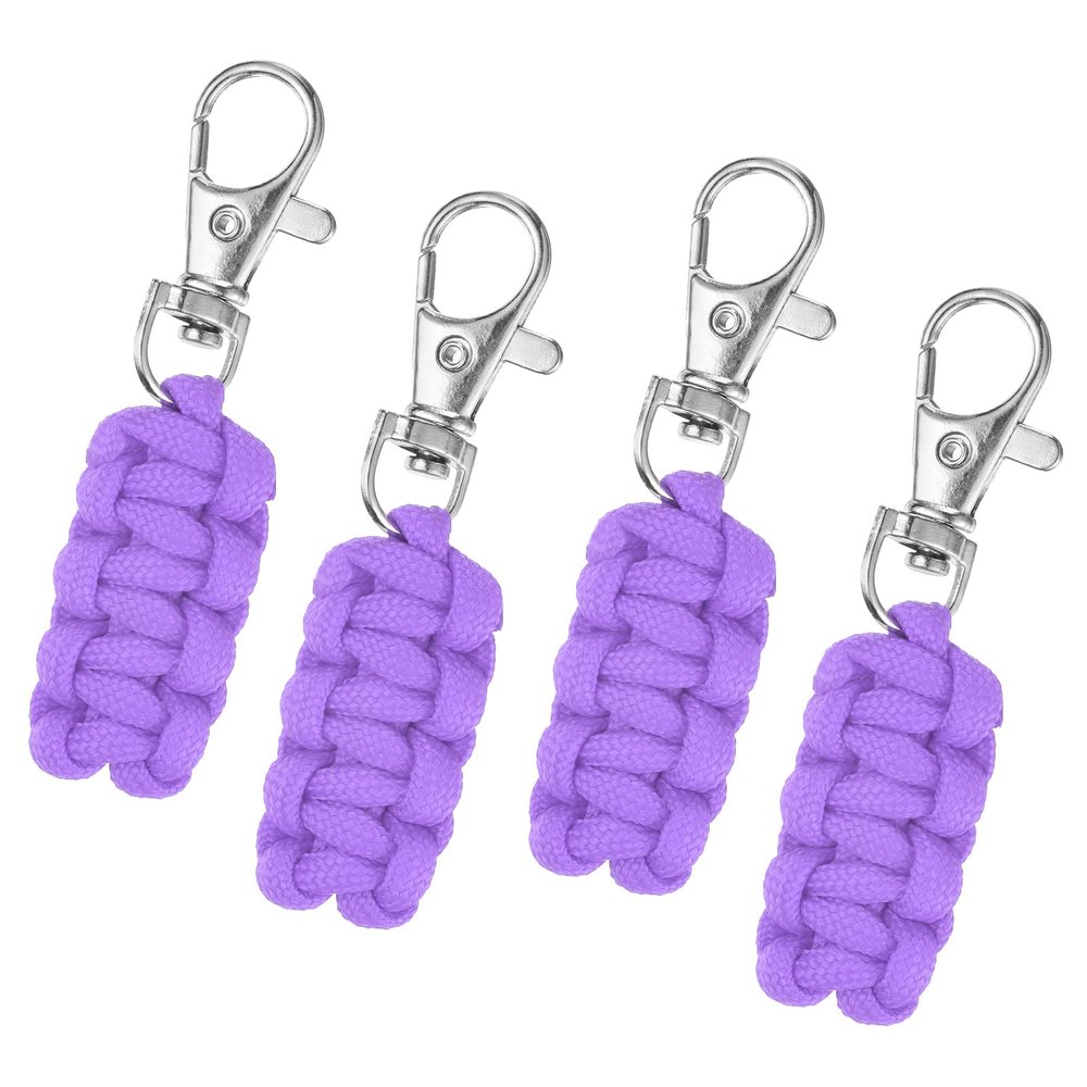 uxcell 4pcs Paracord Zipper Pulls, Paracord Lanyard Keychain for Backpacks, Tents, Trolley Cases, Traveling Cases, Key, Jackets, Purple