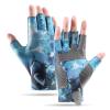 aifitbre Fishing Gloves UPF 50+ Sun Gloves UV Protection Fingerless Gloves Men Women for Outdoor, Kayaking, Rowing, Paddling, Blue view 1