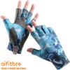 aifitbre Fishing Gloves UPF 50+ Sun Gloves UV Protection Fingerless Gloves Men Women for Outdoor, Kayaking, Rowing, Paddling, Blue view 2