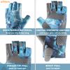 aifitbre Fishing Gloves UPF 50+ Sun Gloves UV Protection Fingerless Gloves Men Women for Outdoor, Kayaking, Rowing, Paddling, Blue view 3