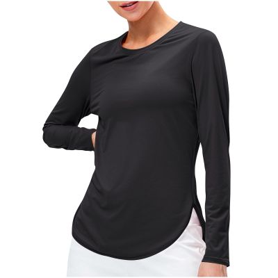 NineFit Basics Sunscreen Long Sleeve Tops for Women UV Protection Breathable Shirts Lightweight Quick Dry SPF Hiking Fishing Shirts, X-Large, A02_black