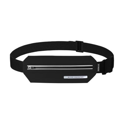 AONIJIE Adjustable Sports Waist Bag, Large Capacity Waterproof Thin Belt Waist Bag for Running, Walking, Cycling (Black,One Size)