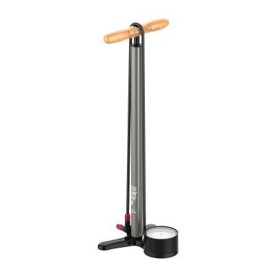 LEZYNE Steel HV Floor Drive 3.5 High Volume Bicycle Floor Pump with Accurate 3.5" Analog Gauge - 100 PSI Tire Air Pump for Mountain/Gravel Bikes - ABS-1 Pro Chuck Fits Presta/Schrader Valve, Flat Gray