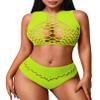 Avidlove Women's Fishnet Lingerie Sets Two Piece Lingerie Sets Mesh Bra and Panty Sets Lemon Green view 1