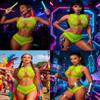 Avidlove Women's Fishnet Lingerie Sets Two Piece Lingerie Sets Mesh Bra and Panty Sets Lemon Green view 2
