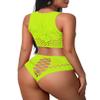 Avidlove Women's Fishnet Lingerie Sets Two Piece Lingerie Sets Mesh Bra and Panty Sets Lemon Green view 3