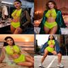 Avidlove Women's Fishnet Lingerie Sets Two Piece Lingerie Sets Mesh Bra and Panty Sets Lemon Green view 4