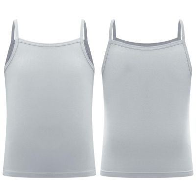 LiiYii Girls' Cotton Cami Tank Tops Stretchy Tees Spaghetti Strap Vest Undershirt Super Soft Camisole Gray 11-12 Years