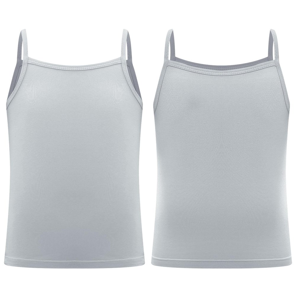 LiiYii Girls' Cotton Cami Tank Tops Stretchy Tees Spaghetti Strap Vest Undershirt Super Soft Camisole Gray 11-12 Years